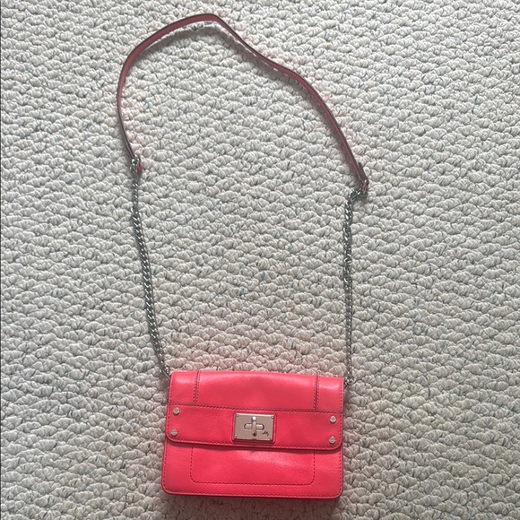 Milly Pink Leather Crossbody Clutch - Picture 1 of 12